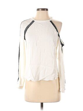 Roi Top, Small, Ivory with Black Lace Accents, Cut-Out Details, Long Sleeves